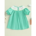 thumbnail image 3 of aturustex Toddler Girl Smocked Babydoll Dress 0 3M 6M 12M 18M 24M Infant Baby Short Sleeve A-line Dress Round Neck Party Dress Bunny Embroidery Princes Daily Summer Clothes for Holiday Party, 3 of 6