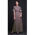 thumbnail image 5 of Bimba Rayon Quarterfoil & Water Lily Floral Smocked Waist Printed Gown Maxi Side Slit LadiesÂ&nbsp;Dress-XX-Large, 5 of 6