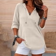 thumbnail image 2 of BUIGTTKLOP Women's Beach Cover up Hoodies Sweatshirt Long Sleeve V Neck Hooded Shirt Top with Pockets, 2 of 8