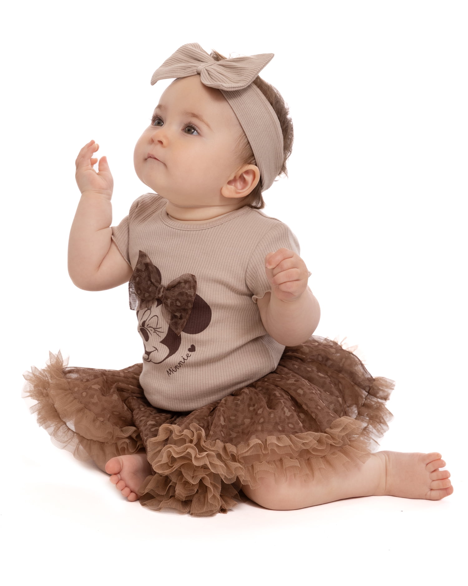 Minnie Mouse Baby Girls Bodysuit & Skirt Set with Bow Headband, 3-Piece, 0/3M-24M