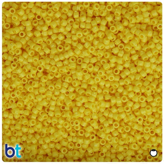 BeadTin Yellow Opaque 2.5mm Round Plastic Seed Beads (10g)