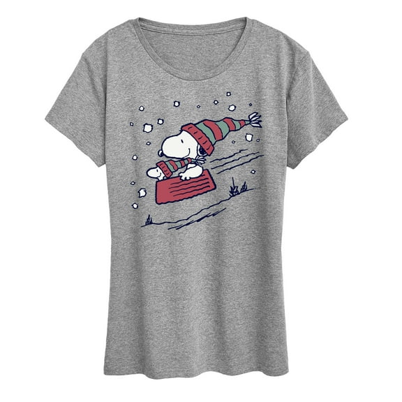 Peanuts - Snoopy Sledding - Women's Short Sleeve Graphic T-Shirt
