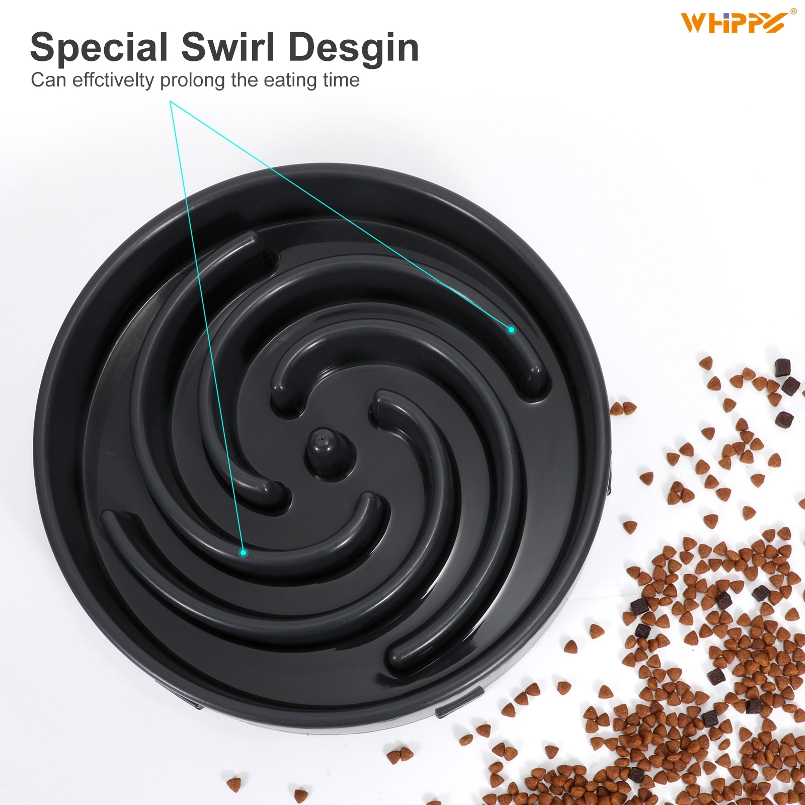 Whippy Slow Feeder Dog Bowl Black photo 3