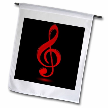 3dRose Red Treble Clef - Garden Flag, 12 by 18-inch
