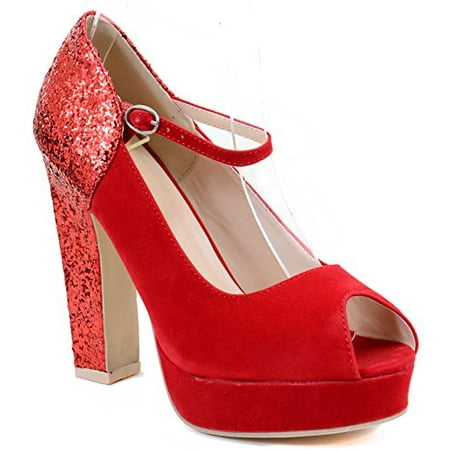 chunky heel mary peep pumps toe glitter hidden jane platform shoes