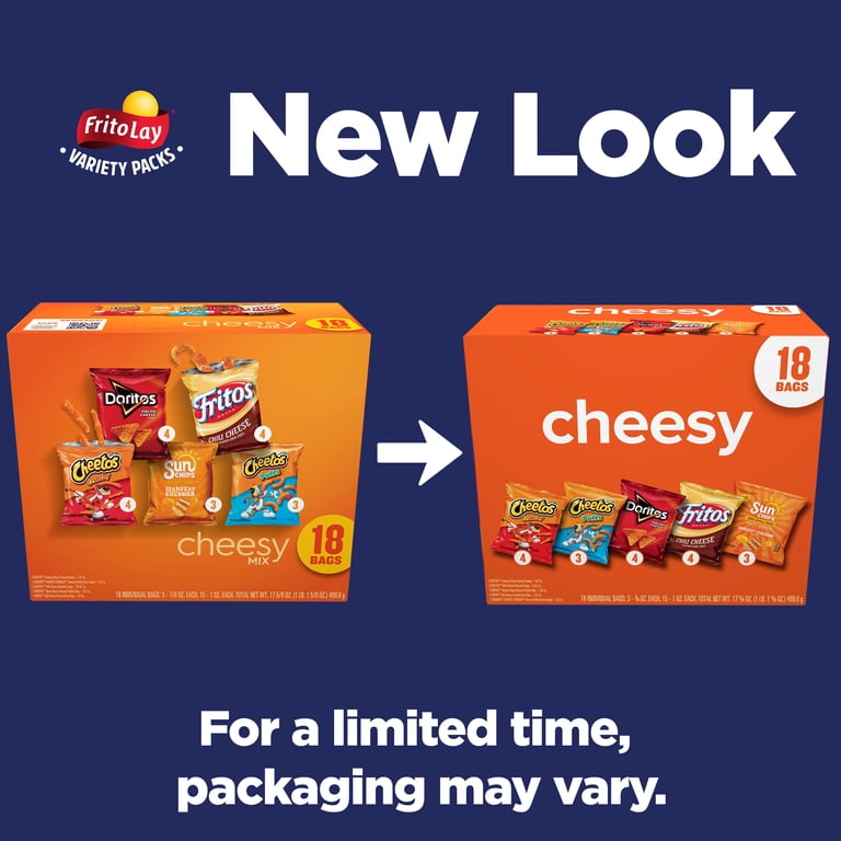 Frito-Lay, Cheesy Snack Chips Variety Pack, 18 Count, Multipack