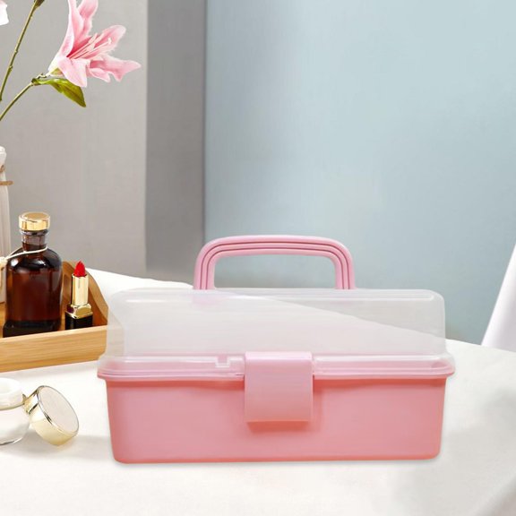 Portable Storage Crafts Case Durable Container Multipurpose Organizer for Art Supplies Cosmetics Painting Supplies Handmade Material pink