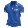 thumbnail image 5 of Men's 4th of July Graphic Polo Shirts Patriotic 250th Anniversary Shirt Short Sleeve Casual Comfort Fit Commemorative Print Collared Shirt For Independence Day Anniversary Celebration Blue 3XL, 5 of 5