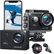 WOLFANG Sport Camera 4K Action Cam 60FPS 24MP 40M Underwater Camera Waterproof EIS Stabilization 170 Wide Angle Helmet Camera Multiple Accessories