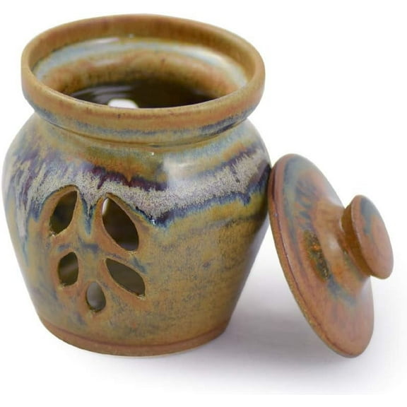 Tuscan Farmhouse Collection: Stoneware Pottery Garlic Keeper Jar, American Made