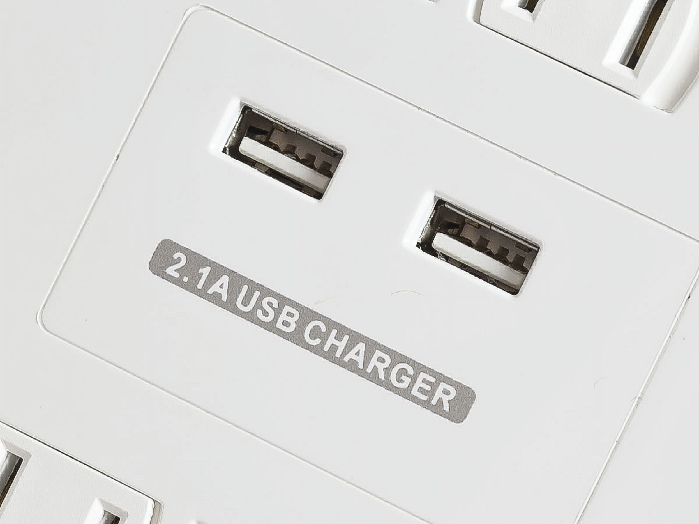 Monoprice Power & Surge - 12 Outlet Surge Protector Power Strip with 2 Built In 2.1A USB Charger Ports - 6 Feet - White | Cord UL Rated, 4, 230 Joules with Grounded and Protected Light Indicator, 12