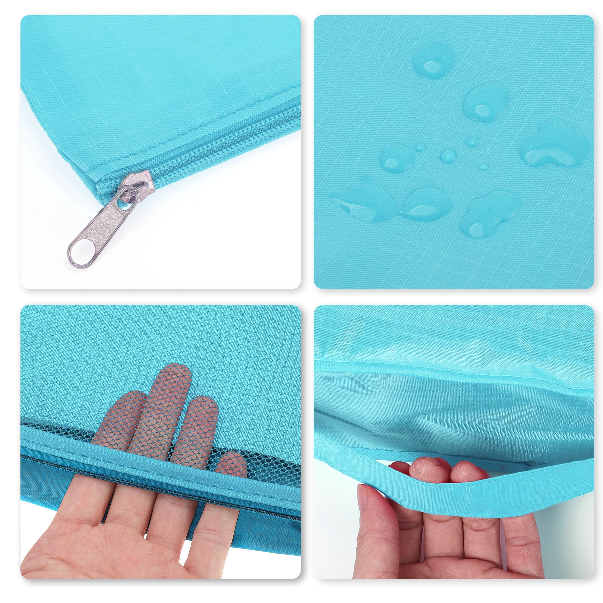 Unique Bargains 7Pcs Zipper Design Packing Cube Set For Luggage Sky Blue