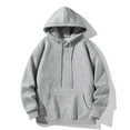 thumbnail image 4 of Mens Hoodies Pullover 2025 Fall Winter Long Sleeve Drop Shoulder Plain Oversized Hoodie with Pockets Hooded Sweatshirt, 4 of 5