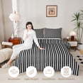 thumbnail image 3 of Manfei Geometric Stripe Twin Comforter Sets, Gray Black White Minimalist Bedding Set, Black Reversible 2-Piece, 1 Comforter and 1 Pillowcase, 3 of 6