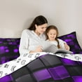 thumbnail image 5 of Castle Fairy Purple Grid Twin Comforter Sets,Abstract Geometric Plaid Bedding Set, 5 of 8