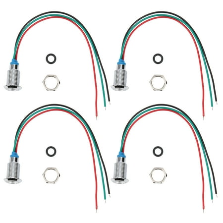 

Pre-Wired Round LEDs Indicator Light Waterproof And Dustproof 10mm 110-220V 4 Sets For Automotive Industry Home Use Red And