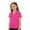 Hot Pink, variant on lnmuld Back to School Kids Girls Short Sleeve Solid V Notch Collar No Button Pique Polo Shirts Breathable Summer School Uniform Tops Size:5-6 Years