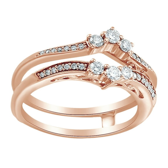 AFFY Round Cut White Natural Diamond Enhancer Ring Guard In 14K Solid Rose Gold (0.33 Ct)
