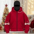 thumbnail image 2 of larppty Women's Hoodie with Mask Winter Zip up Hoodies Ugly Christmas Double Hooded Sweatshirt Streetwear (Watermelon Red, S), 2 of 4