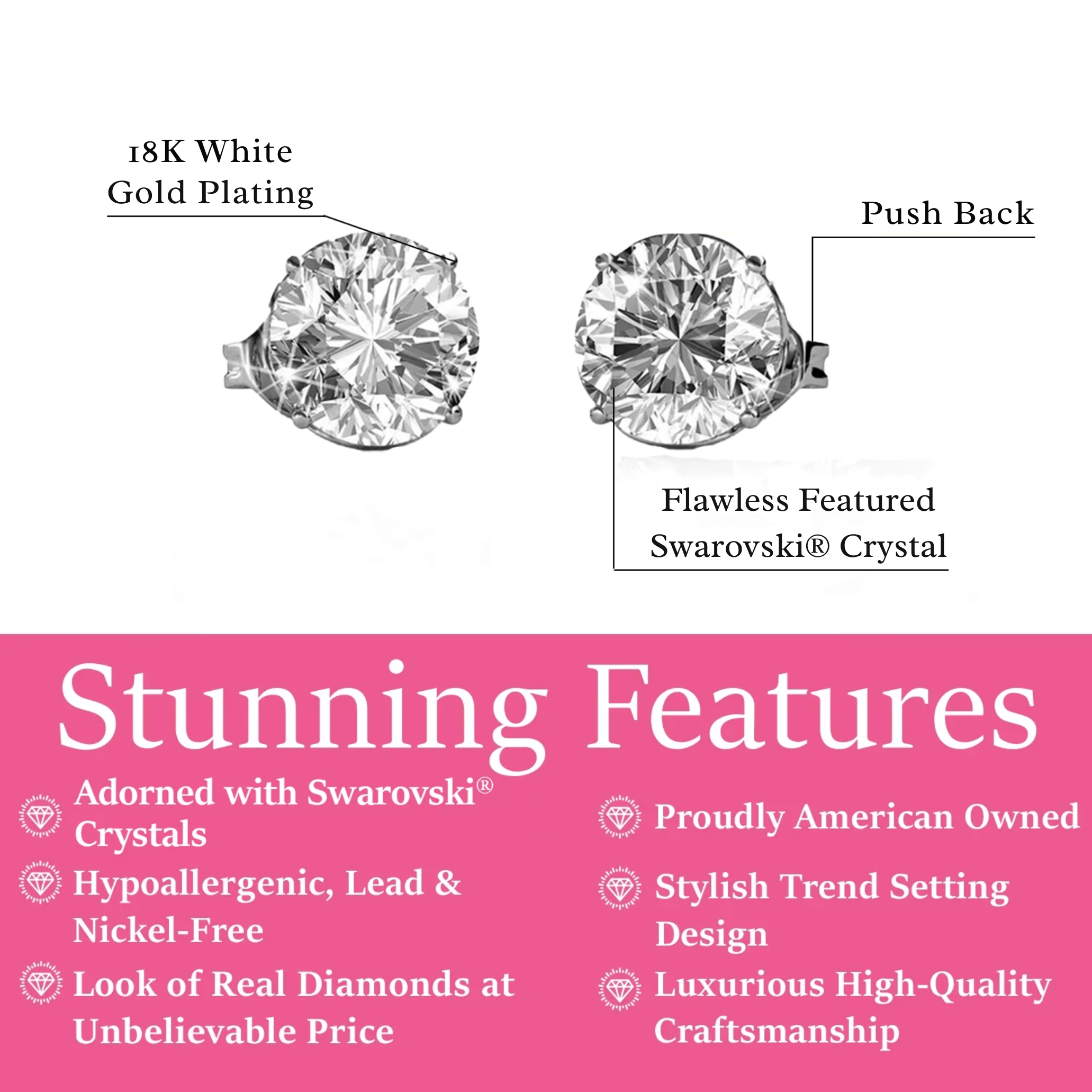 Cate & Chloe Mallory Swarovski Crystal Stud Earrings photo 3