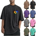 thumbnail image 1 of RKSTN Men's Valentine's Day T Shirts Oversized Crewneck Cotton Valentine Print Short Sleeves Shirts Tops Mens Casual Solid Round Neck Sport Washed Distressed T-Shirt Loose Comfy Tee Shirts Blouses, 1 of 6