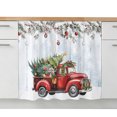 thumbnail image 2 of Christmas Truck Sink Skirt 10"Wx11"L,Dustproof Under Sink Curtain W/ Self Adhesive Tape,Xmas Tree Branch Red Balls Snowflake Rustic Cabinet Curtain Cover for Bathroom Vanity,Kitchen Storage Shelf, 2 of 9