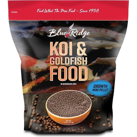 Blue Ridge Koi Fish Food 5lb - Koi Food Mini Growth Formula Goldfish Food, Premium Fish Food for Ponds, Ponds Fish Food, Koi Food Fall and Winter Fish Food, Floating Pond Pellets Fish Food