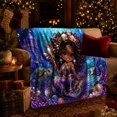 thumbnail image 3 of Black Mermaid Princess Underwater Adventure Fantasy Art, Playful Coastal Landscape Scene, Warm Flannel Blanket for Beach House and Living Room, Beach Lovers Housewarming Gift, Coastal Home Decor, 3 of 9