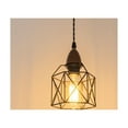 thumbnail image 4 of KAYYELAMP H-Type Track Lamp E26 Walnut Base Metal Hollow Cage Shade 3.2 Ft Adjusted Cord Vintage Track Pendant Light for Home Kitchen Farmhouse Set Three(No Bulb, Track), 4 of 7