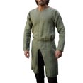 thumbnail image 1 of XDZJLR Mens Shirts Solid Color Fashion V Neck Robe Classic Wear Tee, 1 of 7