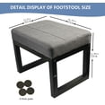 thumbnail image 2 of Ottoman Footstool, Rectangular Linen Footstool with high Elasticity Sponge seat and Metal Legs, Small Footstool for Bedroom, Living Room, Office(Dark Grey), 2 of 9