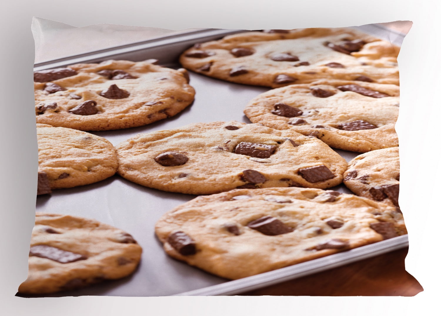 Cookie Pillow Sham, Baked Chocolate Chip Sweets out of the Oven Fresh