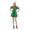 thumbnail image 3 of Disfraz de elfo para mujer, vestido navideño para adulto, lindo elfo de Papá Noel, traje de fiesta de carnaval de Navidad con sombrero, zapatos, funda, cinturón y calcetines, 3 of 4