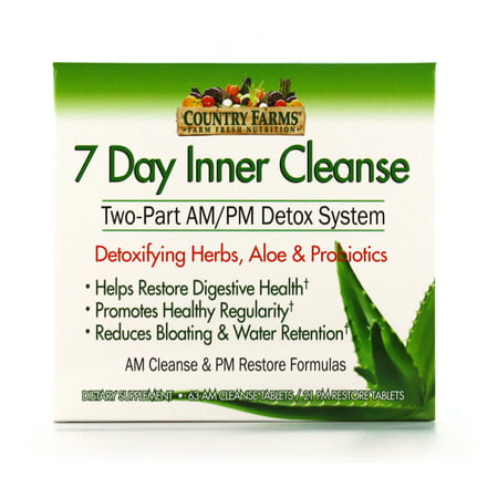 Country Farms 7 Day Inner Cleanse, AM/PM Detox System, Detoxifying Herbs, Aloe & (Best Way To Detox Marijuana Out Of Your System)