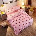 thumbnail image 2 of HHHC Ensemble de Housse de Couette Format Grand Motif Fraise/chevron Doux Réversible Ensemble de Literie Housse de Couette (1 Housse de Couette+2 Taies d'Oreiller) Rose, 2 of 7