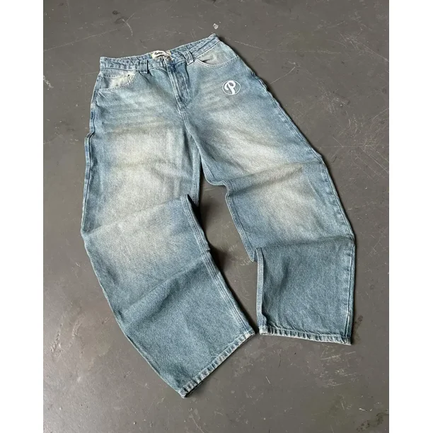 Pantalones vaqueros Y2K Southpole para mujer, Vaqueros holgados con bordado gráfico gótico Retro americano, pantalones de pierna ancha Harajuku Hip-Hop, ropa de calle