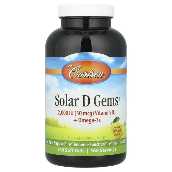 Carlson Solar D Gems - Lemon 2,000 Iu (50 mcg) 360 Sgels