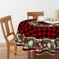 thumbnail image 2 of Christmas Tablecloth 60×60 Inch Round, Christmas Ball Ornaments Red Bufalo Plaid Washable Table Cover for Party Picnic Dinner Decor, 2 of 6