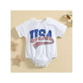 thumbnail image 2 of Wassery 4th of July Toddler Boys Romper ,Independence Day Clothes Suit, Letters Print Short Sleeve Round Neck Bodysuits Summer Infant Bodysuits 2-3T, 2 of 9