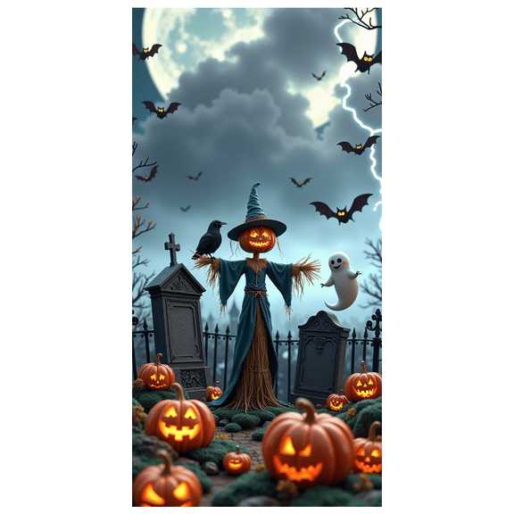 Pumpkin Theme Halloween Banner Spooky Design Scarecrow Decoration for Halloween Party Outdoor Event Haunted House