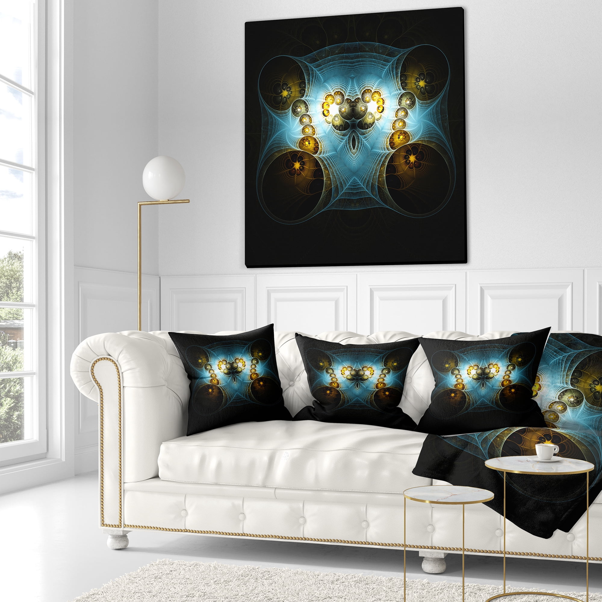 Designart Unique Light Blue Fractal Design Pattern - Abstract Throw Pillow - 16x16