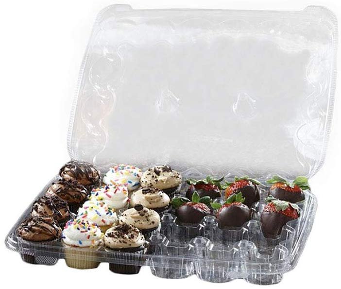 Sabert KP224 Clear Hinged Cupcake Container for 24 Mini Cupcakes Pack