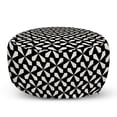 thumbnail image 1 of Abstract Pouf Cover with Zipper, Monochrome Geometric Repetitive Simplistic 70's Retro Illustration, Soft Decorative Fabric Unstuffed Case, 30" W X 17.3" L, Eggshell and Dark Brown, by Ambesonne, 1 of 5