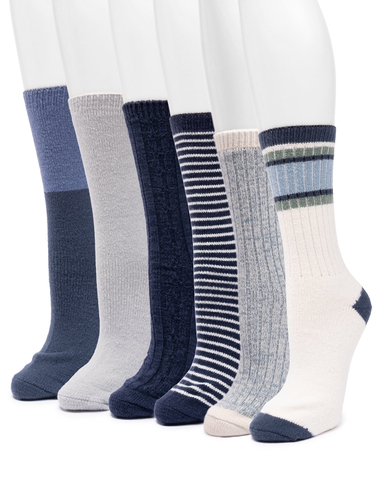 MUK LUKS Women's Fluffy Dream Crew Socks, 6-Pack, One Size
