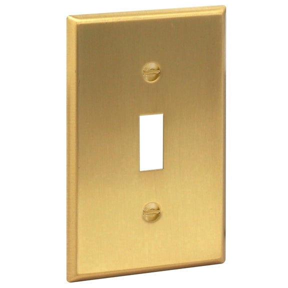 Rio Salto Metal Gold Toggle Light Switch Covers Wall Plate Single Toggle Switch Wallplate Decorative Gold 1 Gang Wall Switch Plate Covers Standard Size, Hardware Included, Genuine Brushed Brass