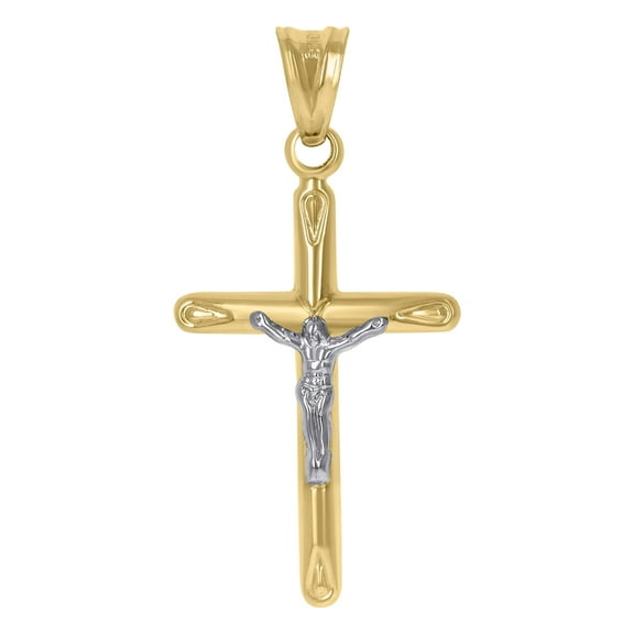 10kt Real Two-Tone Gold Unisex Inri Crucifix Cross Religious Charm Pendant
