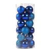 PoyoKee Pearl Christmas Ornaments, 24 Pcs Blue Plastic Glass Christmas Balls Ornaments, 1.57in Mini Blue Ball Xmas Tree Decorations, Hanging Ornament Clearance for Wedding Party Home Decor(A)