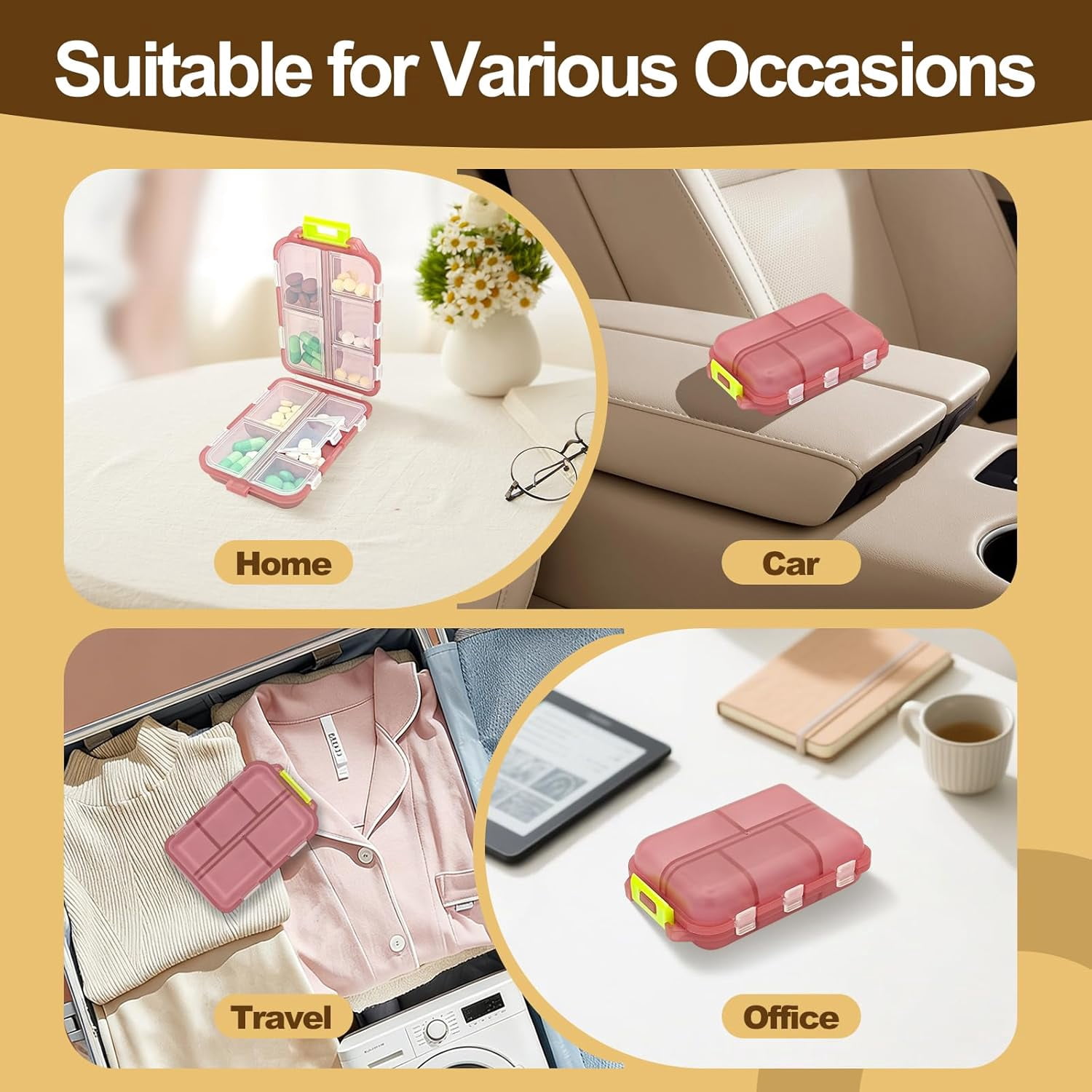 3 Piece 10 Compartment Travel Pill Organizer With Medicine Labels Portable Foldable Supplement Box