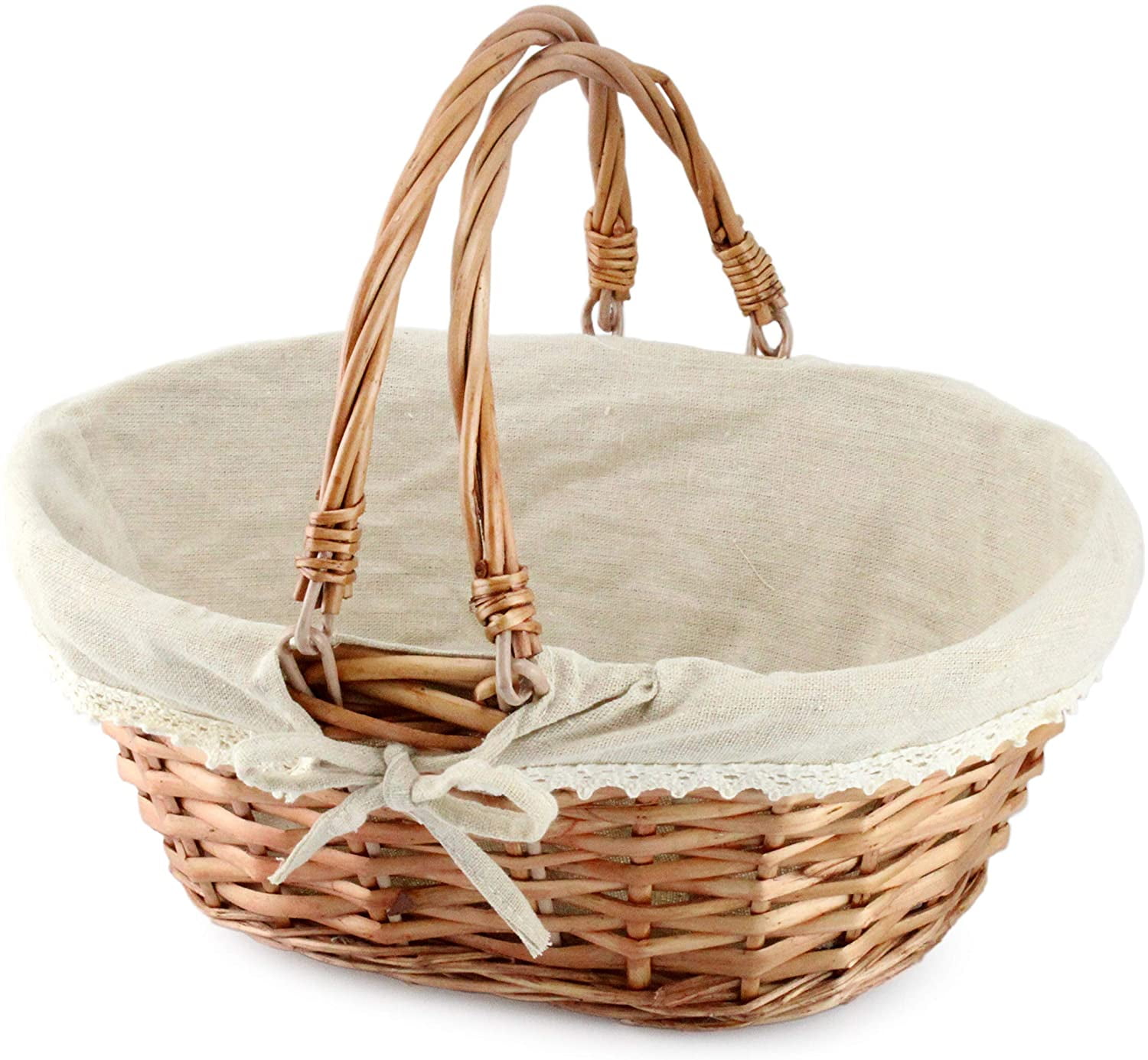 10 x Oval Wicker Gift Basket Packing Tray Storage with Handles NATURAL 