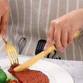 thumbnail image 4 of Dinner Knives, 12-piece Stainless Steel Dinner Knives, Butter Knives, Flower Edge Table Knives Classic Flatware Set, Knives for home, Kitchen or Restauran, 8.6 Inches -Gold, 4 of 6